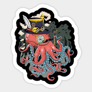 Mechanical Marvel: Steampunk Octopus Adventure Sticker